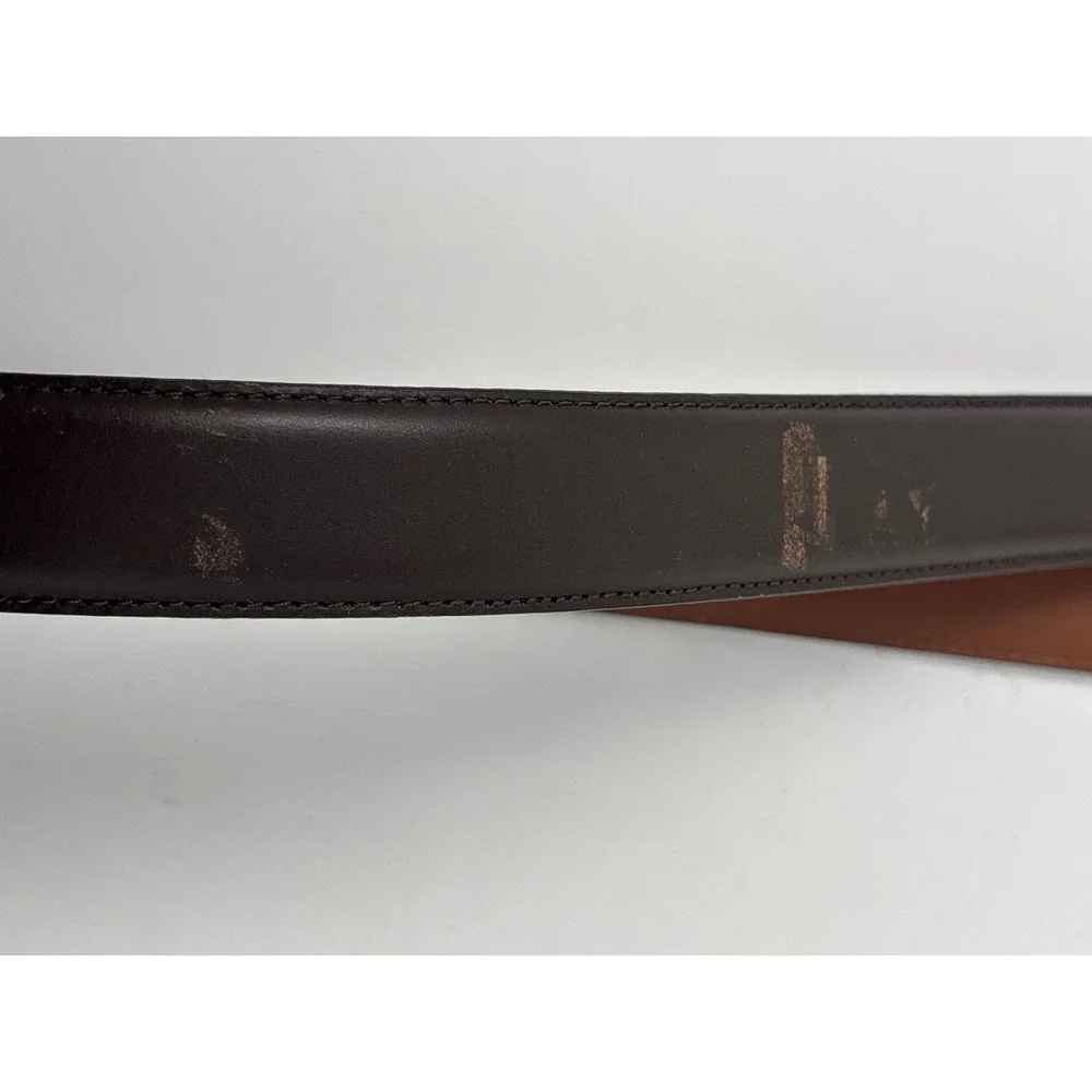 Polo Ralph Lauren Reversible Leather Belt Brown Tan Silver Buckle Size 32 NEW